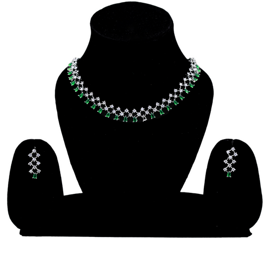 AnaarKali Jewels American Diamond Choker Necklace Set With Earring