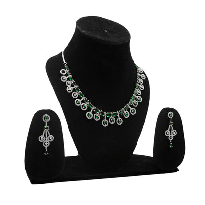 Anaarkali Jewels Choker Necklace Set |American Diamond Silver Plated