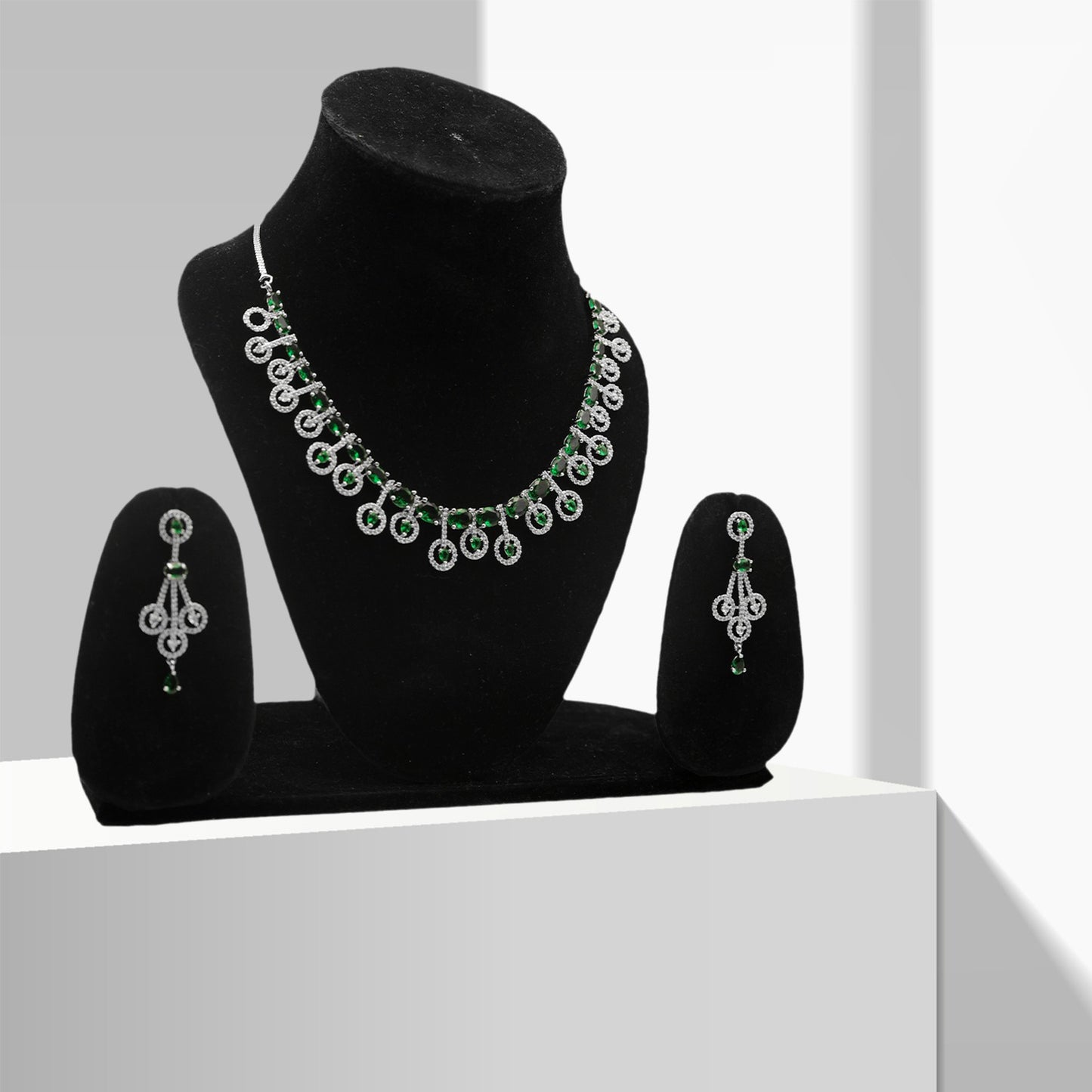 Anaarkali Jewels Choker Necklace Set |American Diamond Silver Plated