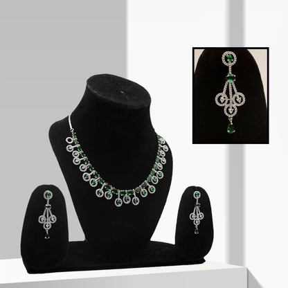 Anaarkali Jewels Choker Necklace Set |American Diamond Silver Plated