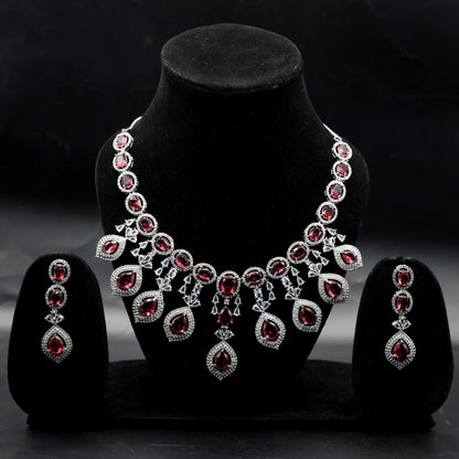 Anaarkali Jewels Artificial Hand Made Necklace Set | Silver Plated Necklace & Earring Set