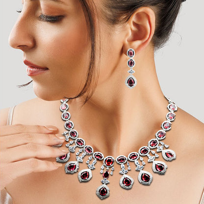 Anaarkali Jewels Artificial Hand Made Necklace Set | Silver Plated Necklace & Earring Set