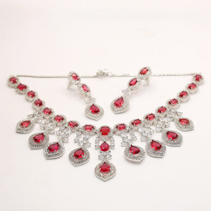 Anaarkali Jewels Artificial Hand Made Necklace Set | Silver Plated Necklace & Earring Set